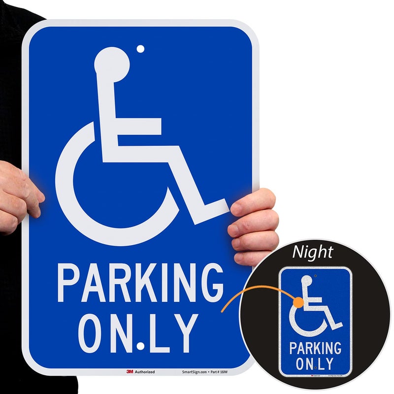 SmartSign "Handicap Parking Only" Sign | 12" x 18" 3M Engineer Grade Reflective Aluminum - Image 2
